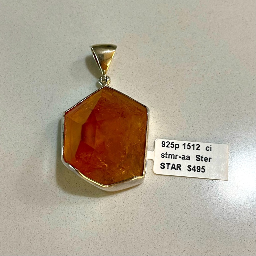 One of a kind 72.90 carat faceted Citrine Quartz Pendant